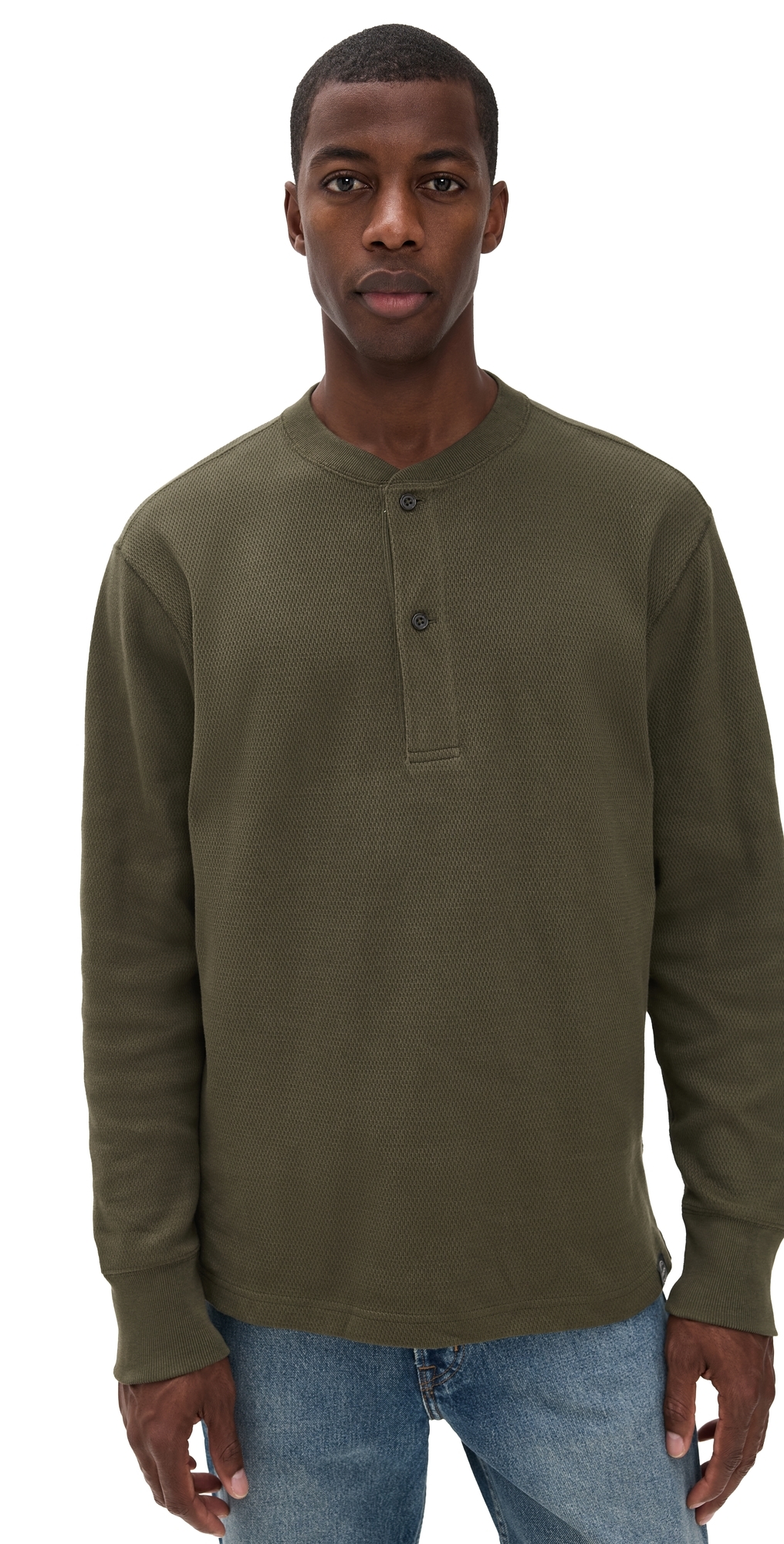 Waffle Knit Henley Top