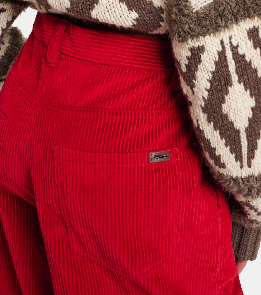 High-rise cotton corduroy wide-leg pants