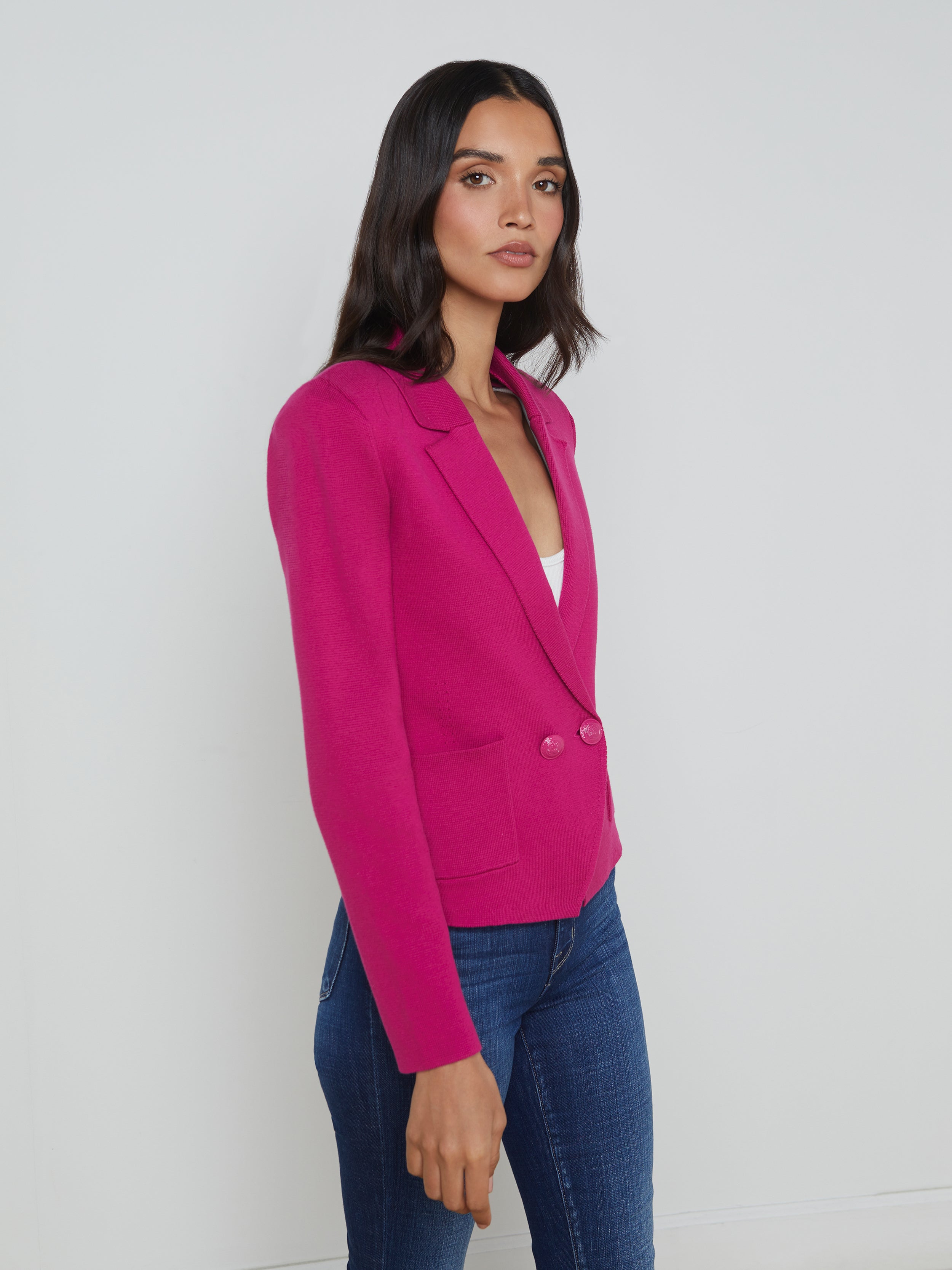 Sofia Knit Blazer In Ruby