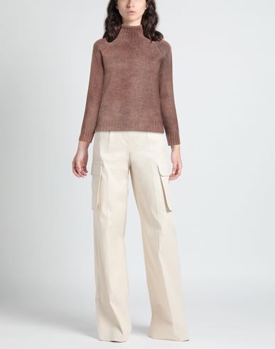 Woman Turtleneck Brown Size 4 Wool, Cashmere