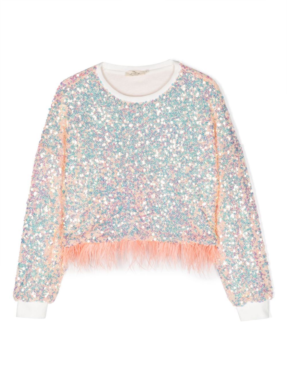 Sequin-embellishment cotton sweatshirt - Pink