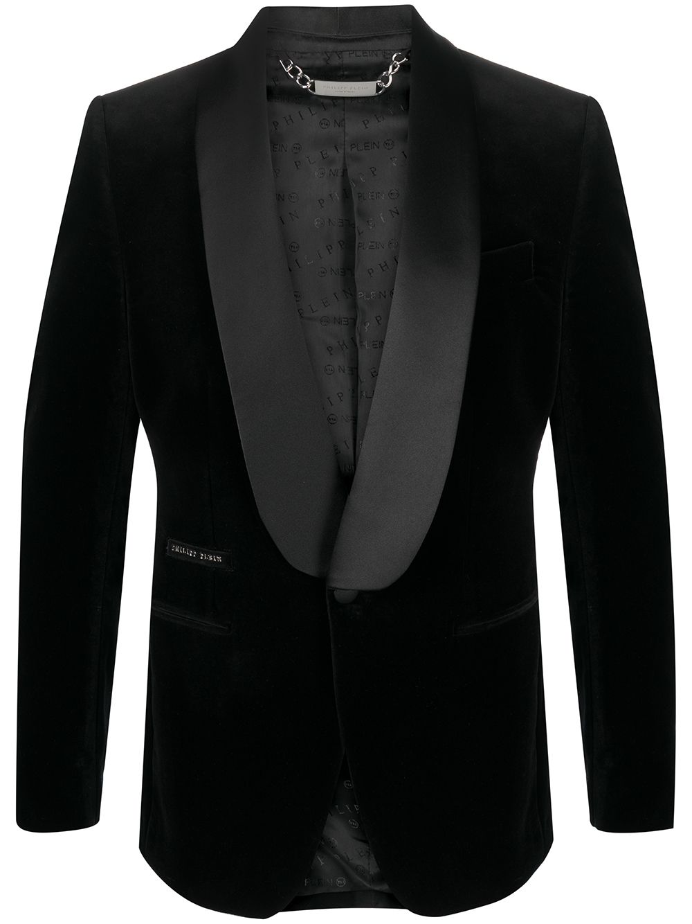 Elegant velvet-effect blazer - Black