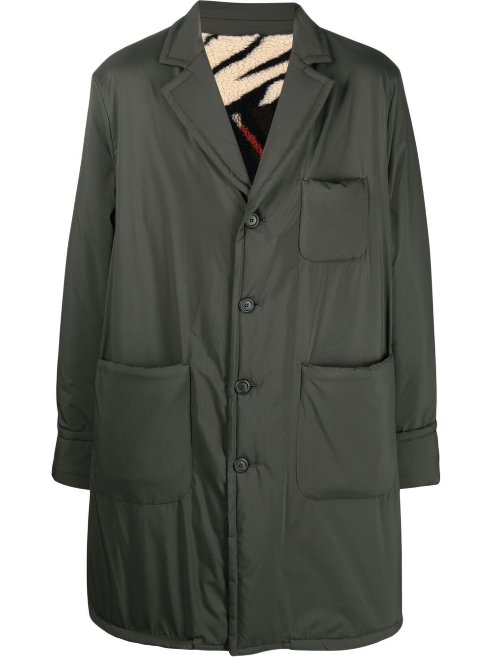 Single-breasted button parka coat - Green