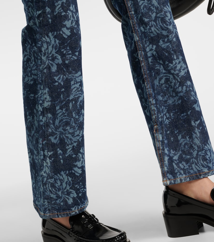 Printed high-rise flared jeans