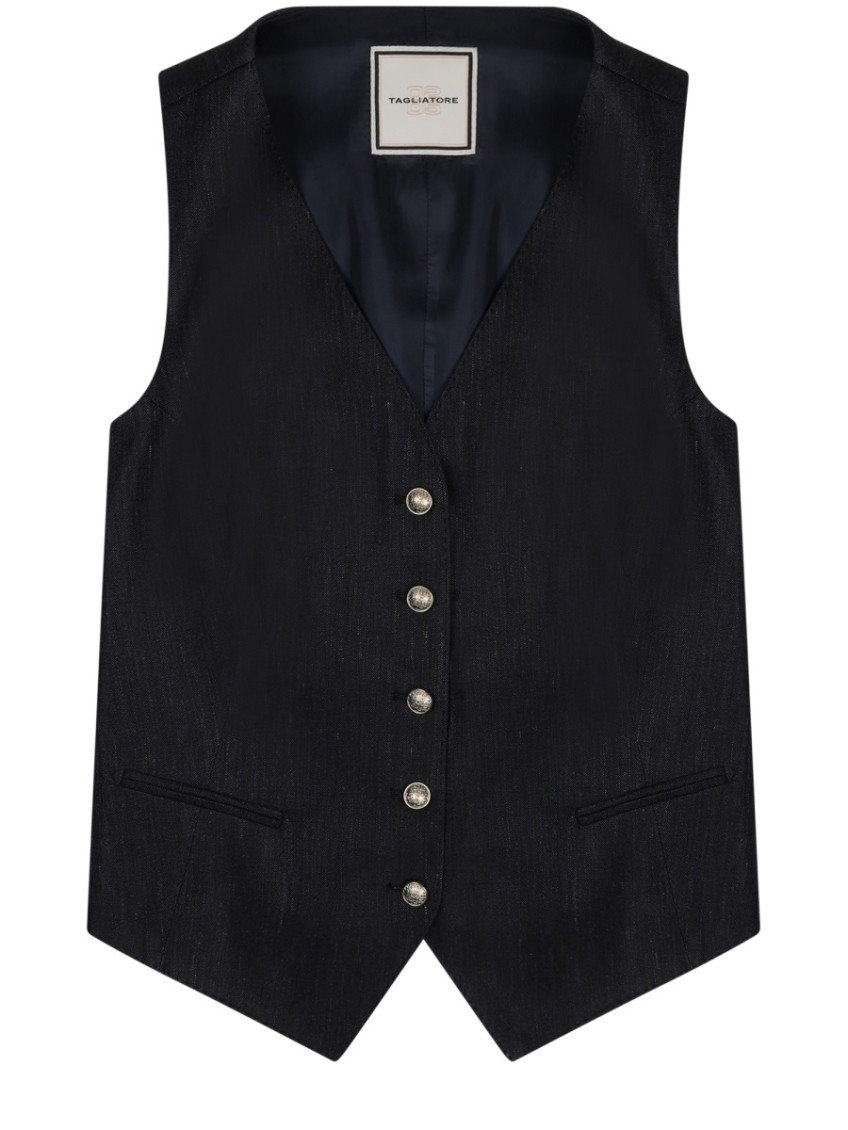 Tagliatore - v neck sleeveless tailored vest back detai