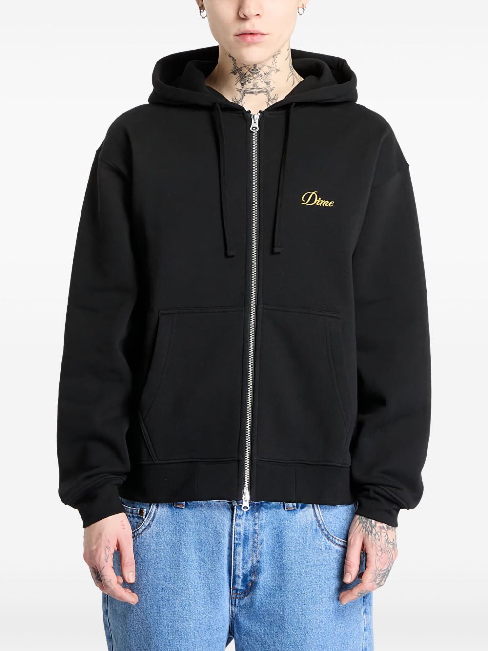Logo-embroidered hoodie - Black