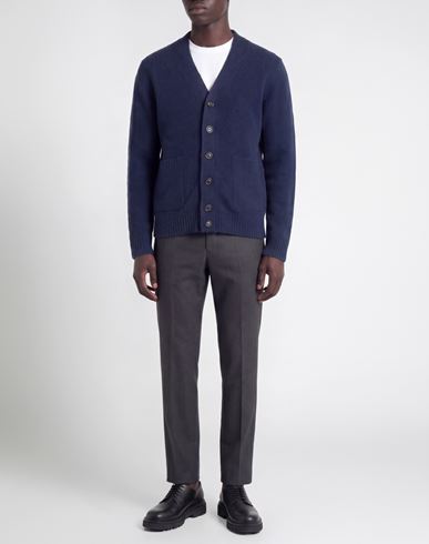 Man Cardigan Midnight blue Size 38 Alpaca wool, Polyamide, Wool, Elastane