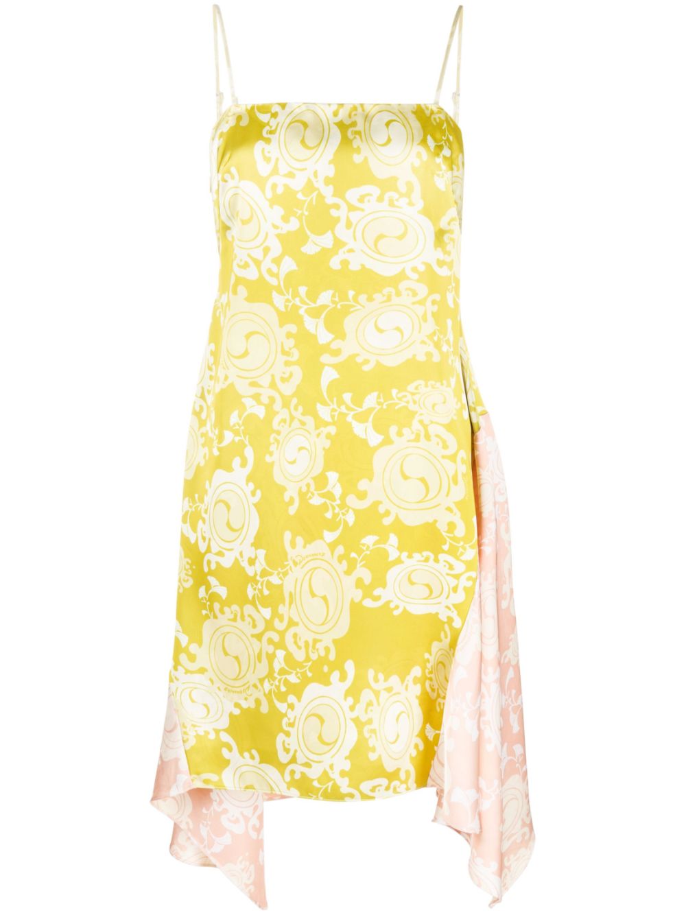 Floral-print draped dress - 001S YELLOW