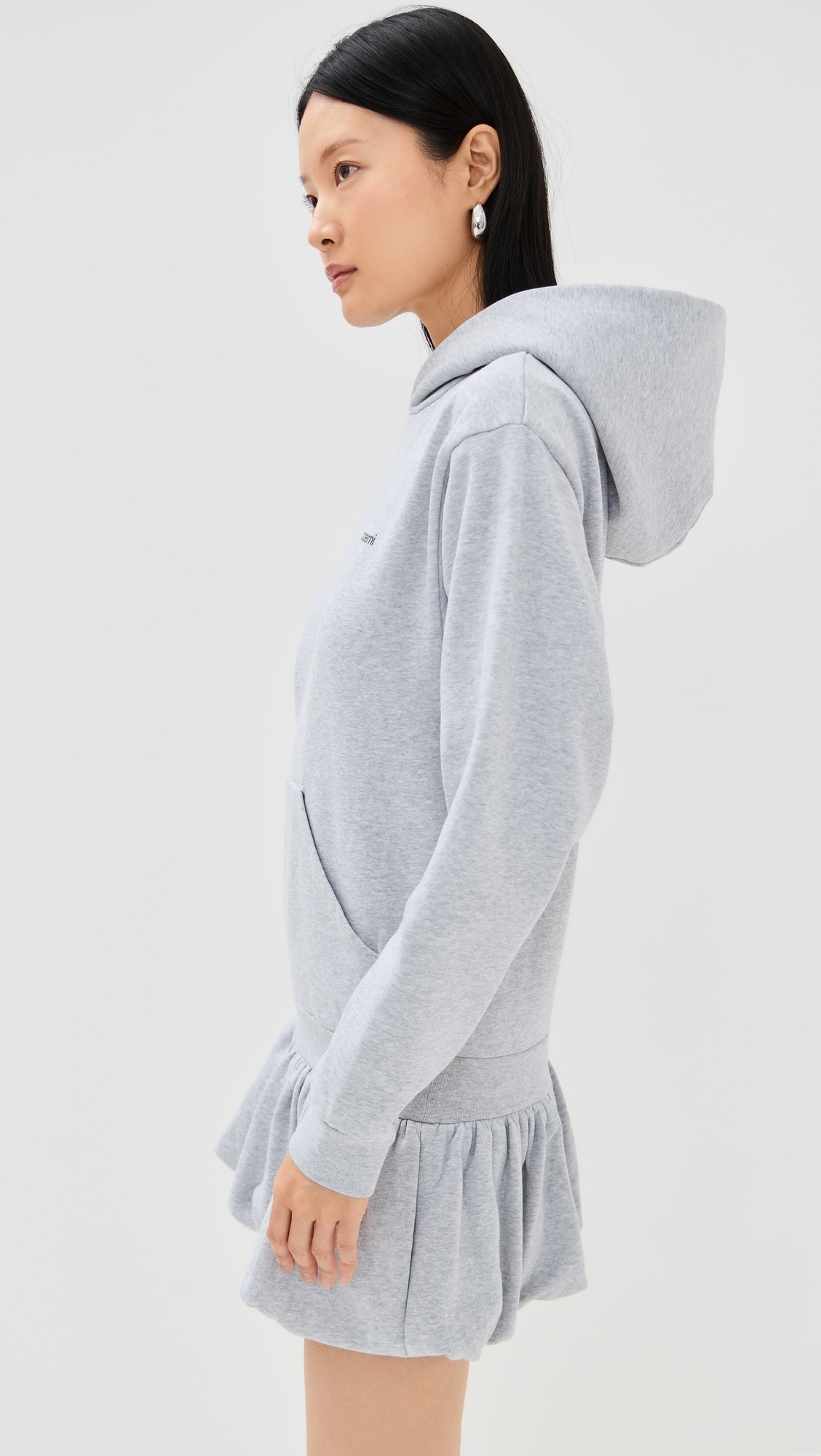 Basque Logo Hoodie Dress Grey-Black Print