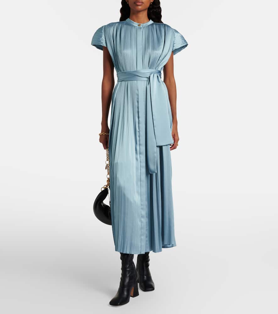 Phare plissé satin midi dress
