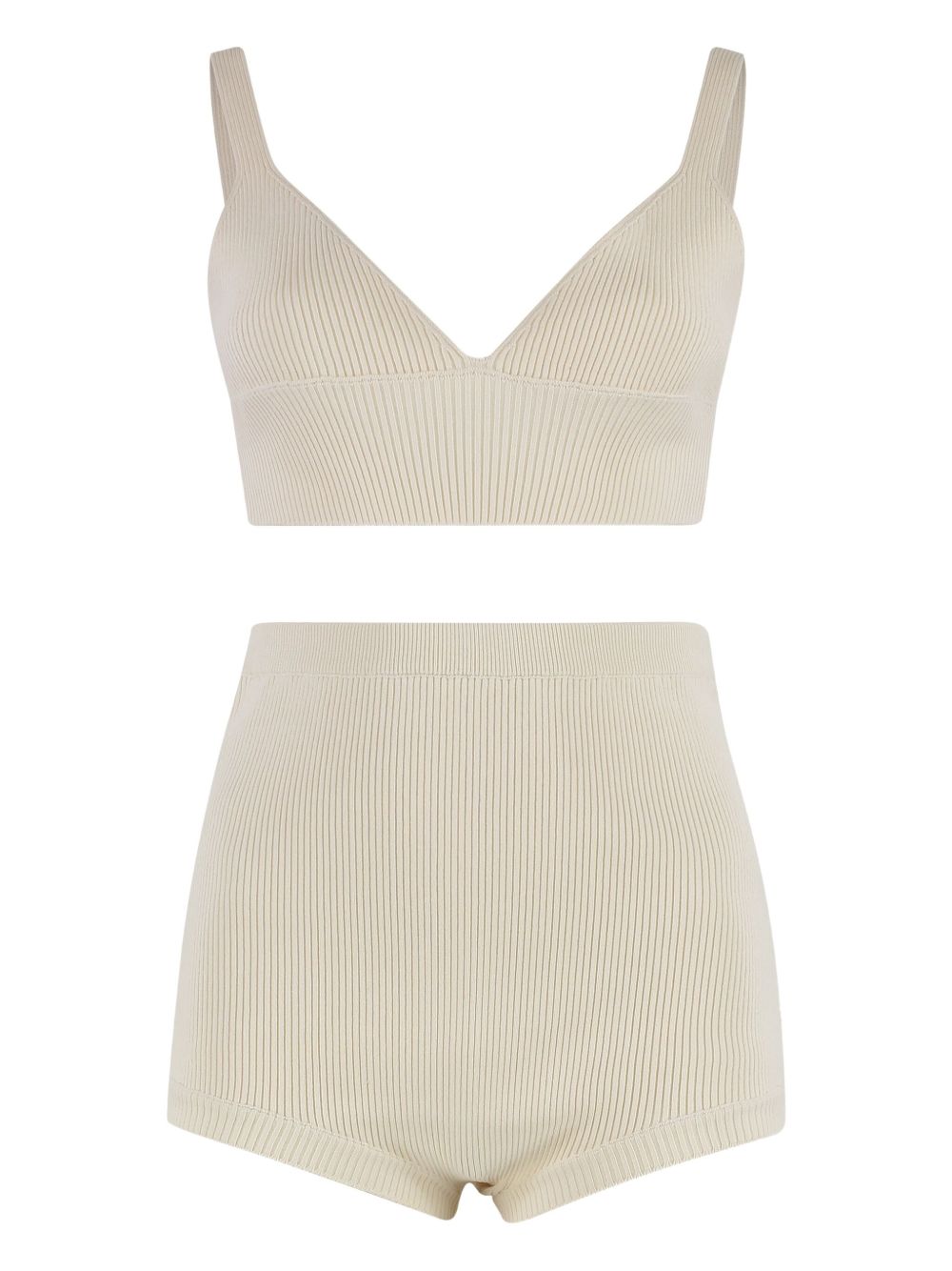 Ribbed knit underwear set - Neutrals