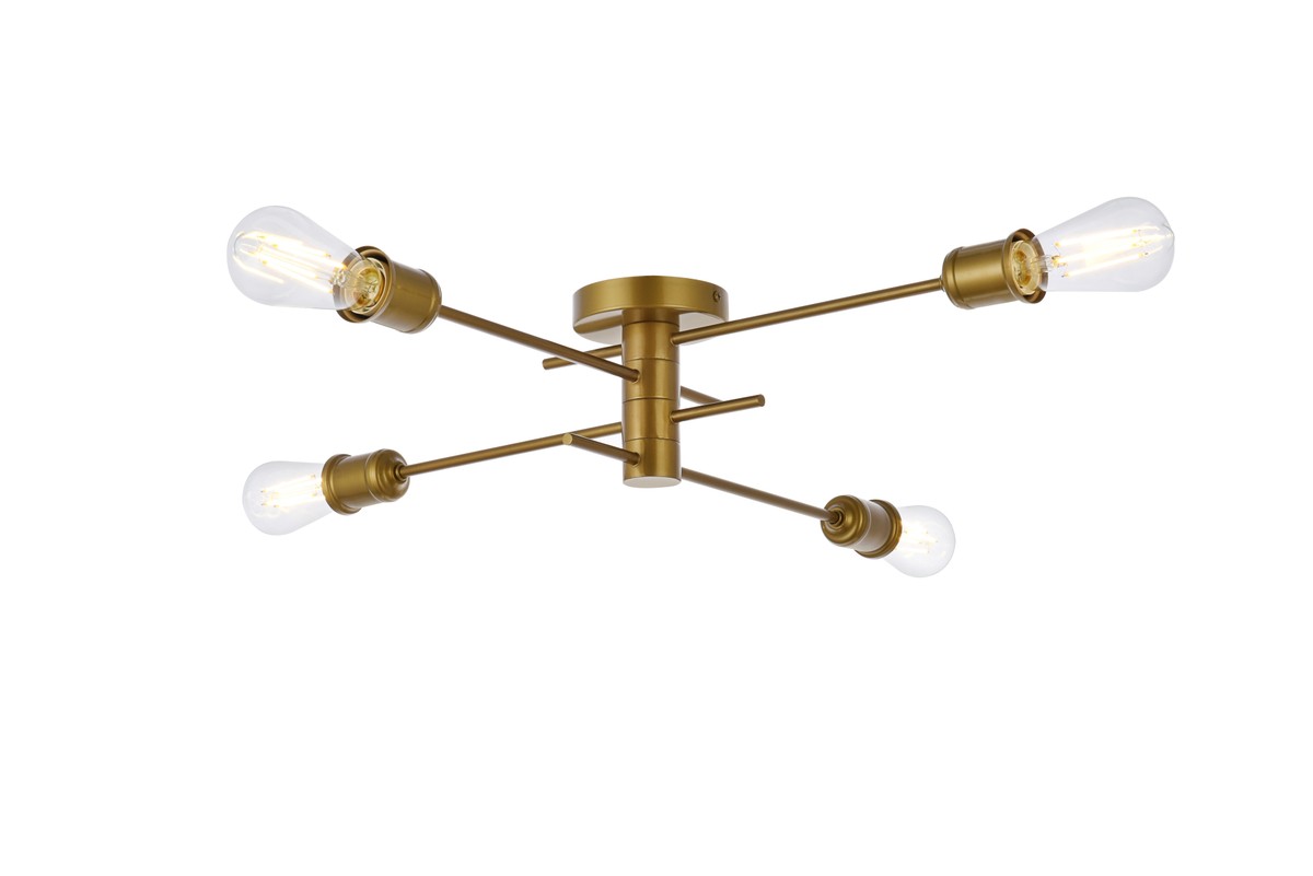 Brass Four Light Flush Mount from the Xavier Collection