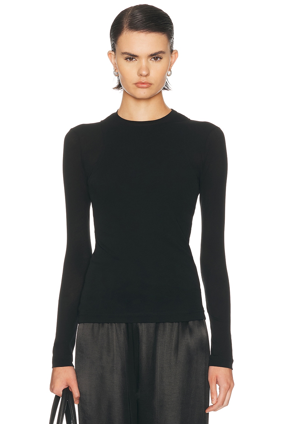 Jil Sander Double Layer Long Sleeve Top in Black - Black. L also in