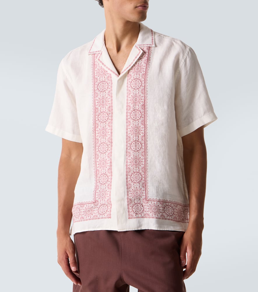 Maitan printed linen bowling shirt