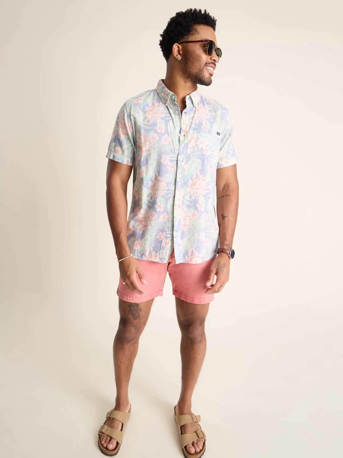 The Resort Wear Shirt Mens Navy Floral Print Button-Down DSGL1226