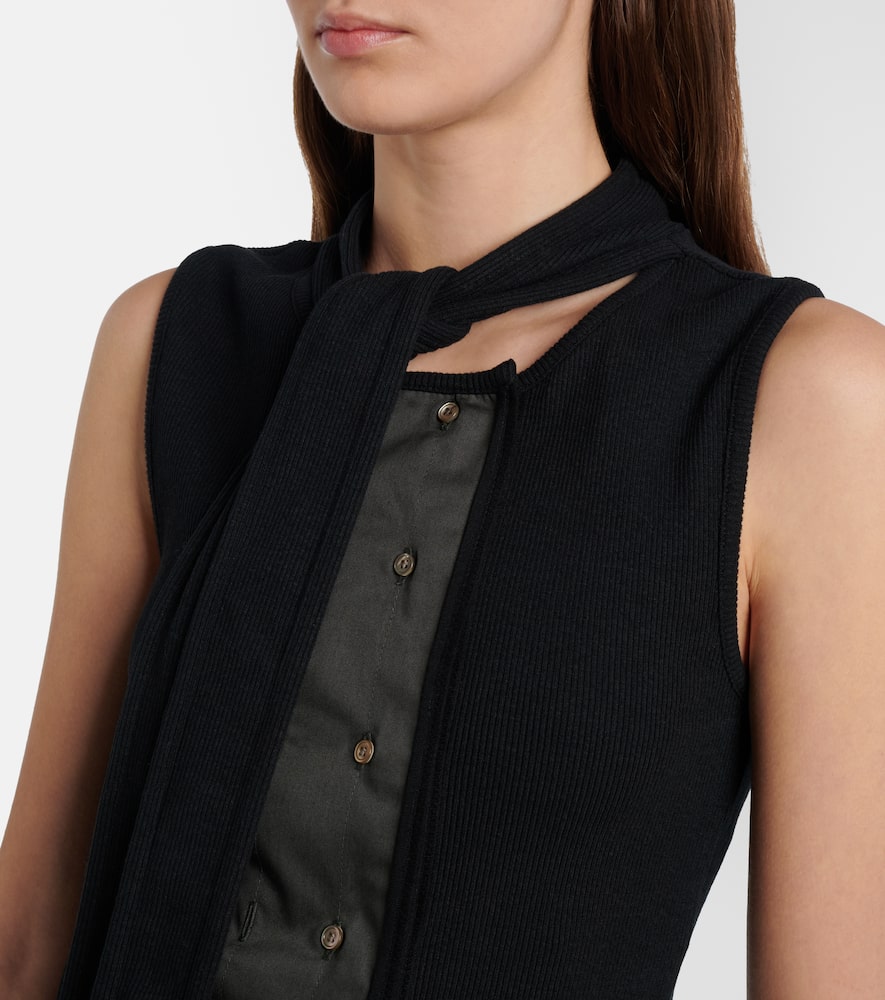 Asymmetric cotton and linen top
