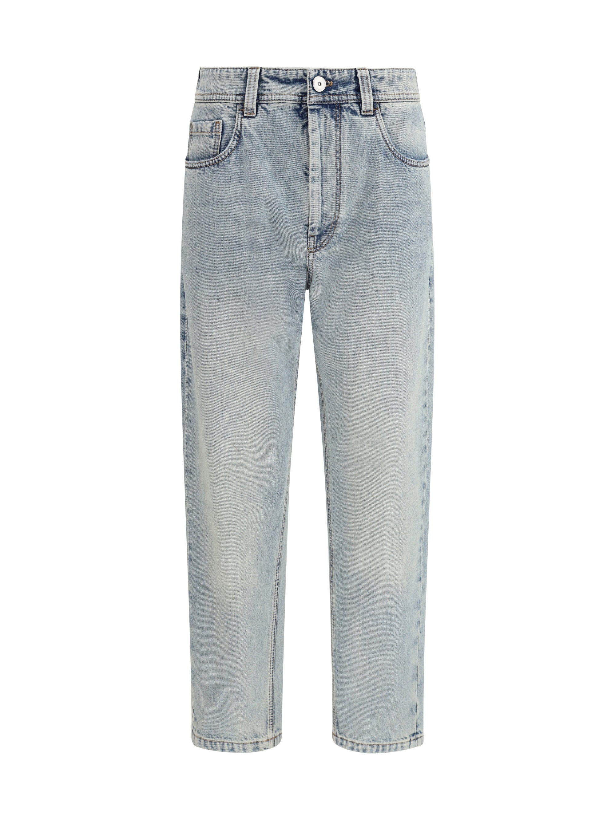 Straight-Leg Denim Jeans — Gray