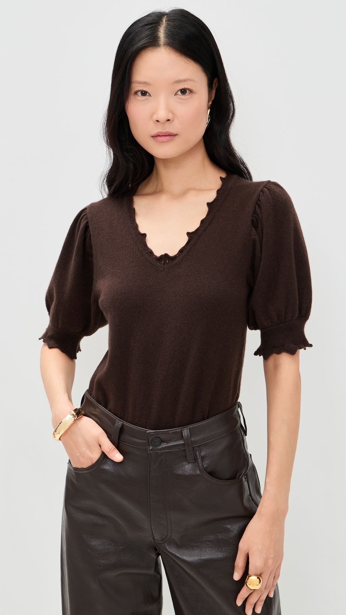 Polline Short Sleeve Cashmere Top Wenge