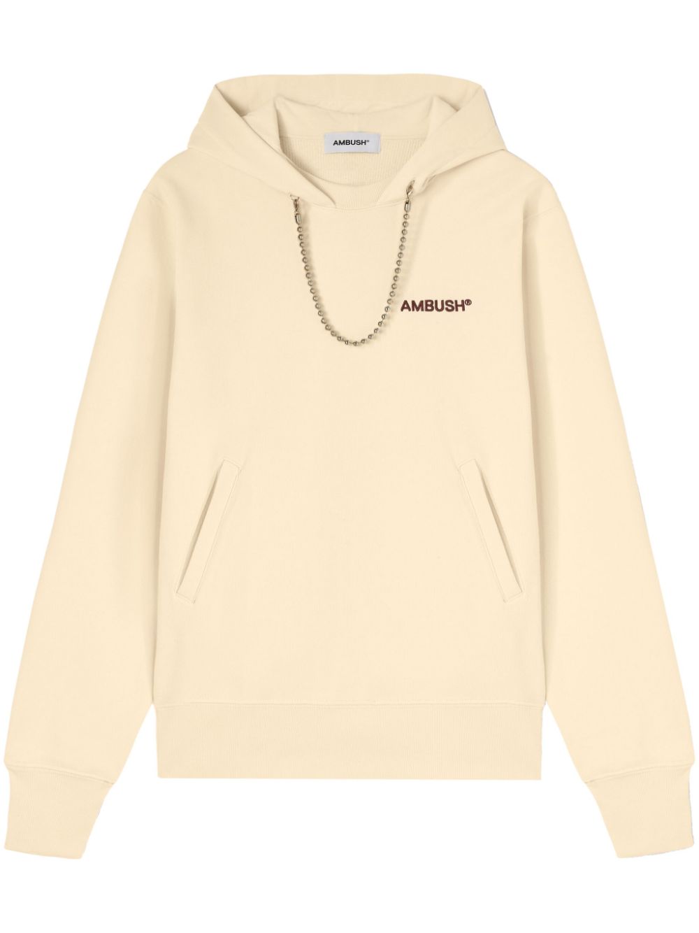 Ball chain-detail hoodie - Neutrals