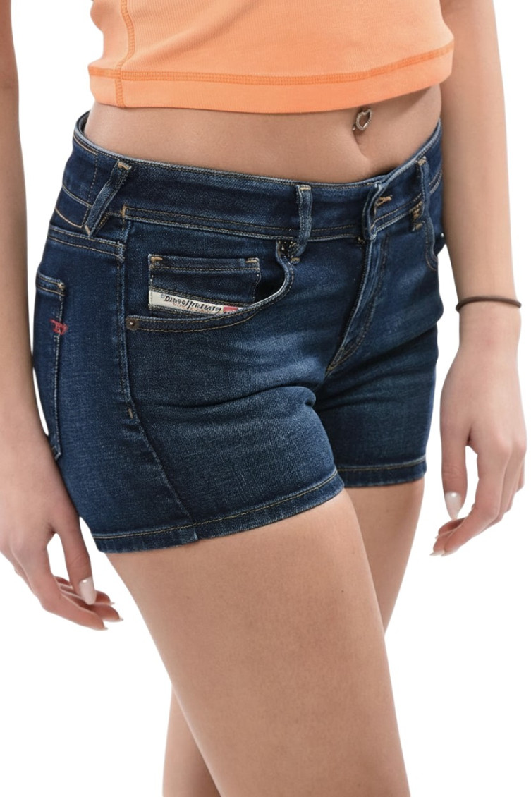 Straight-leg denim shorts