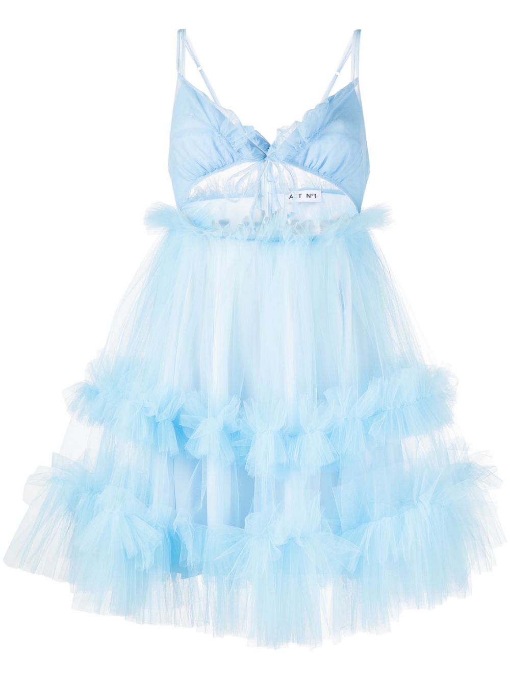 Tulle ruffled flared dress - Blue