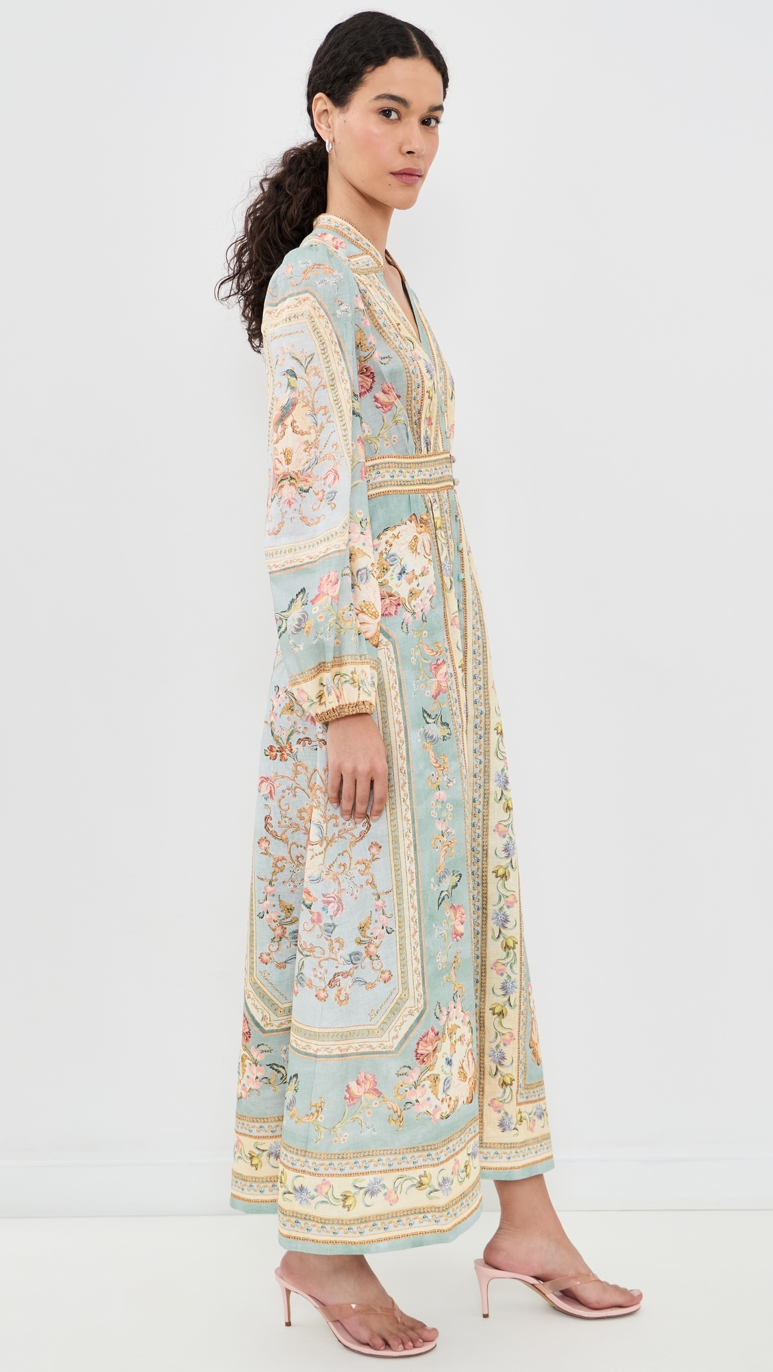 Roselight Plunge Dress Blue Tapestry Floral