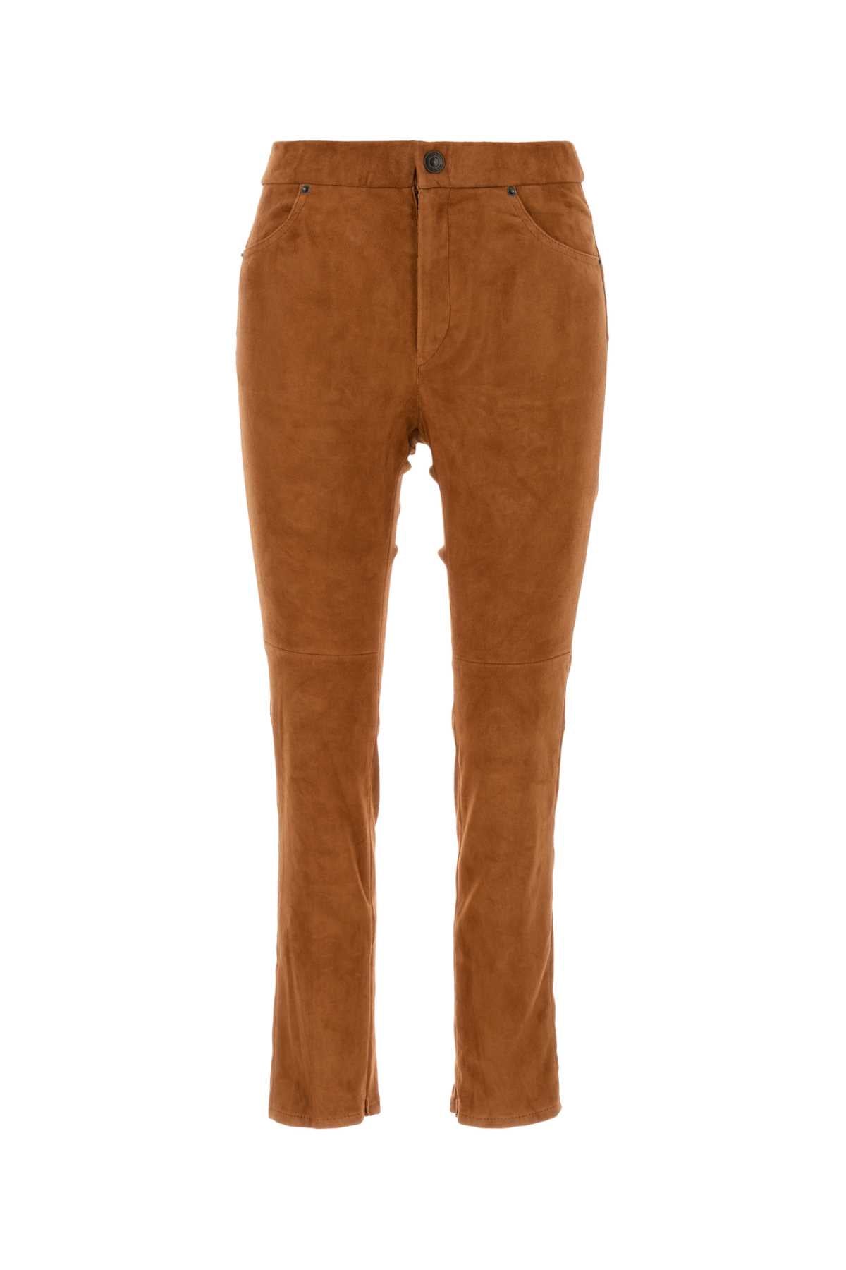 Lamb Suede Trousers — Cognac