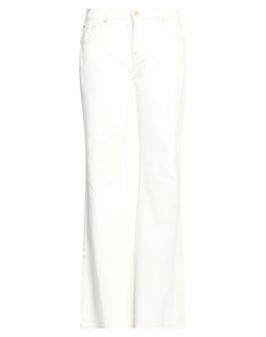 Woman Jeans White Size 24 Cotton, Elastane