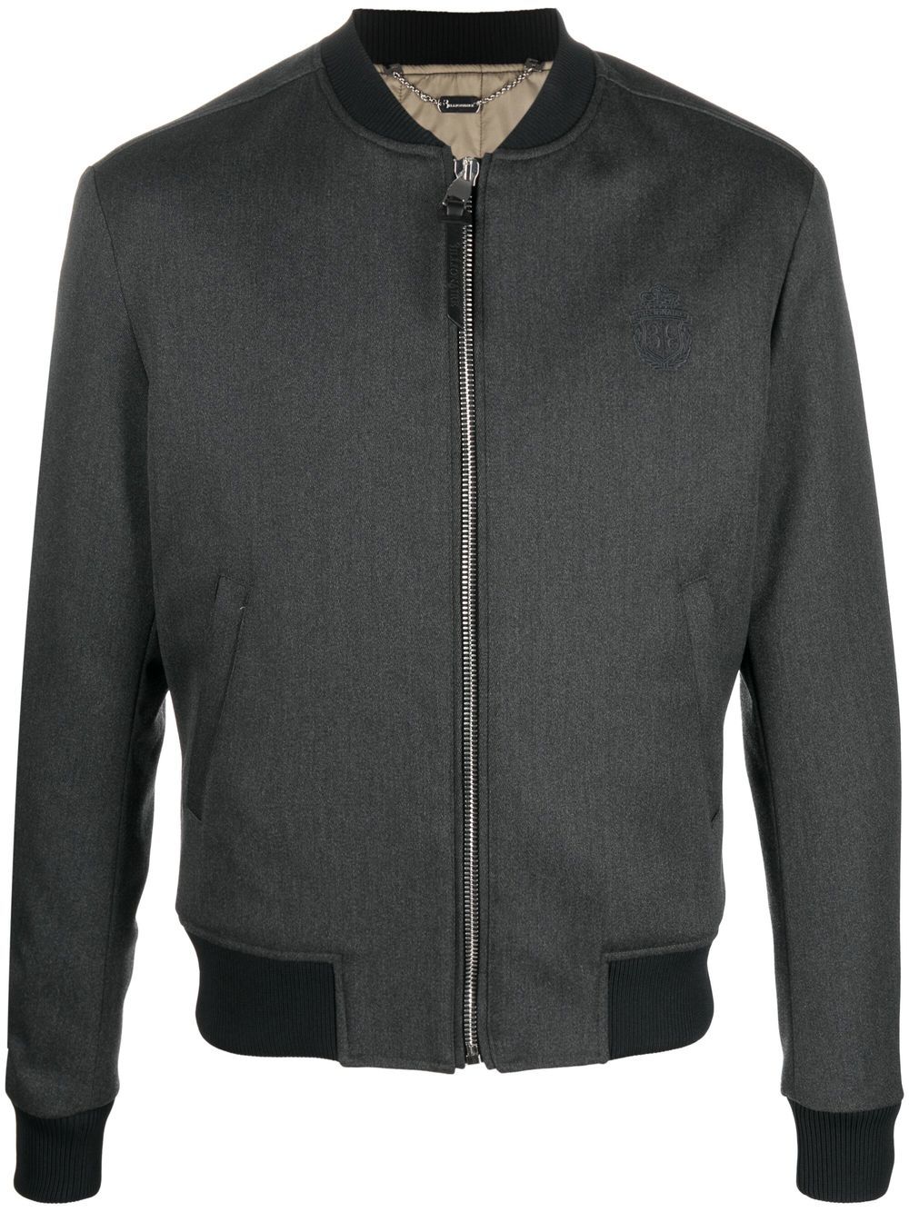 Crest-motif bomber jacket - Grey