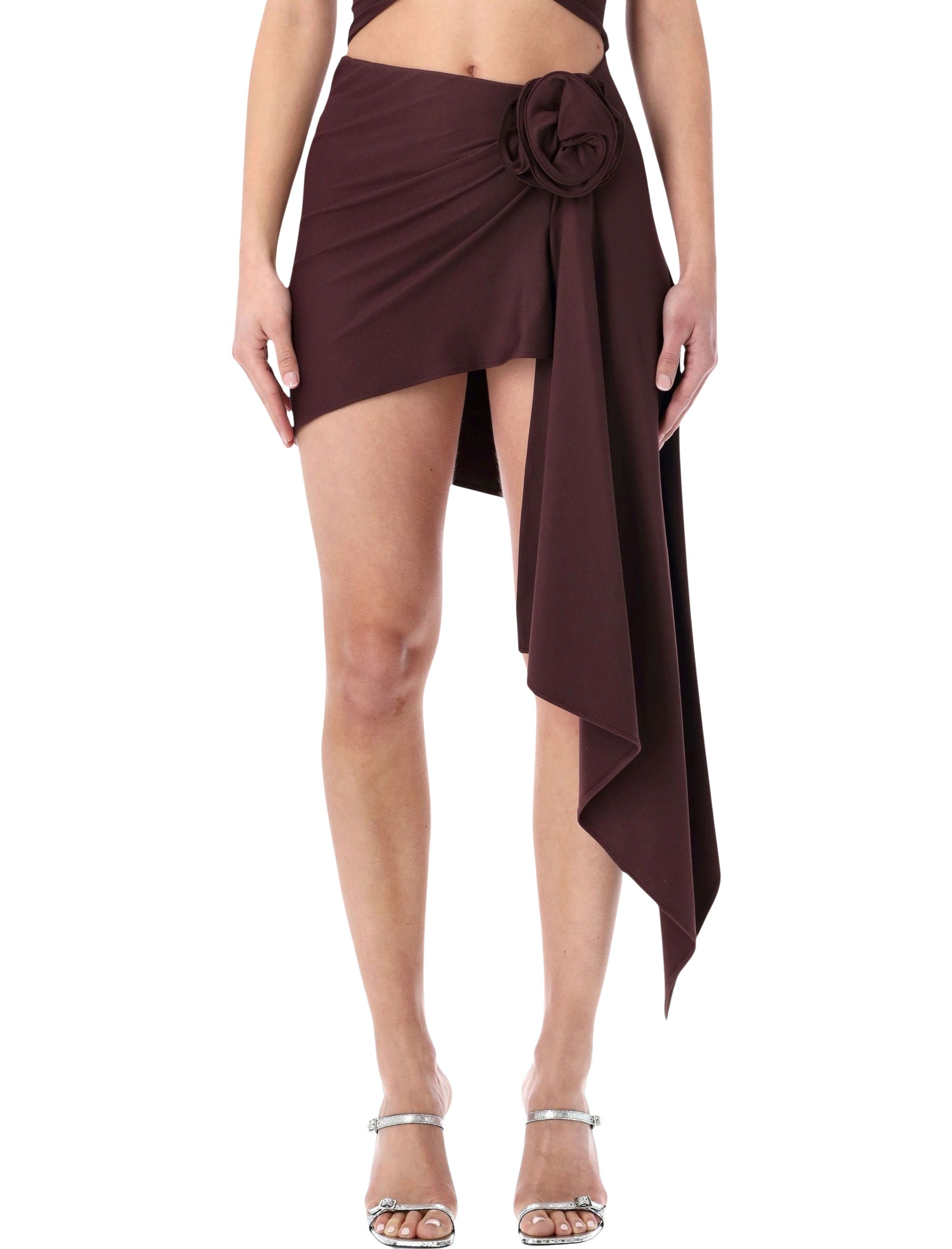 Asymmetrical Draped Swim Miniskirt
