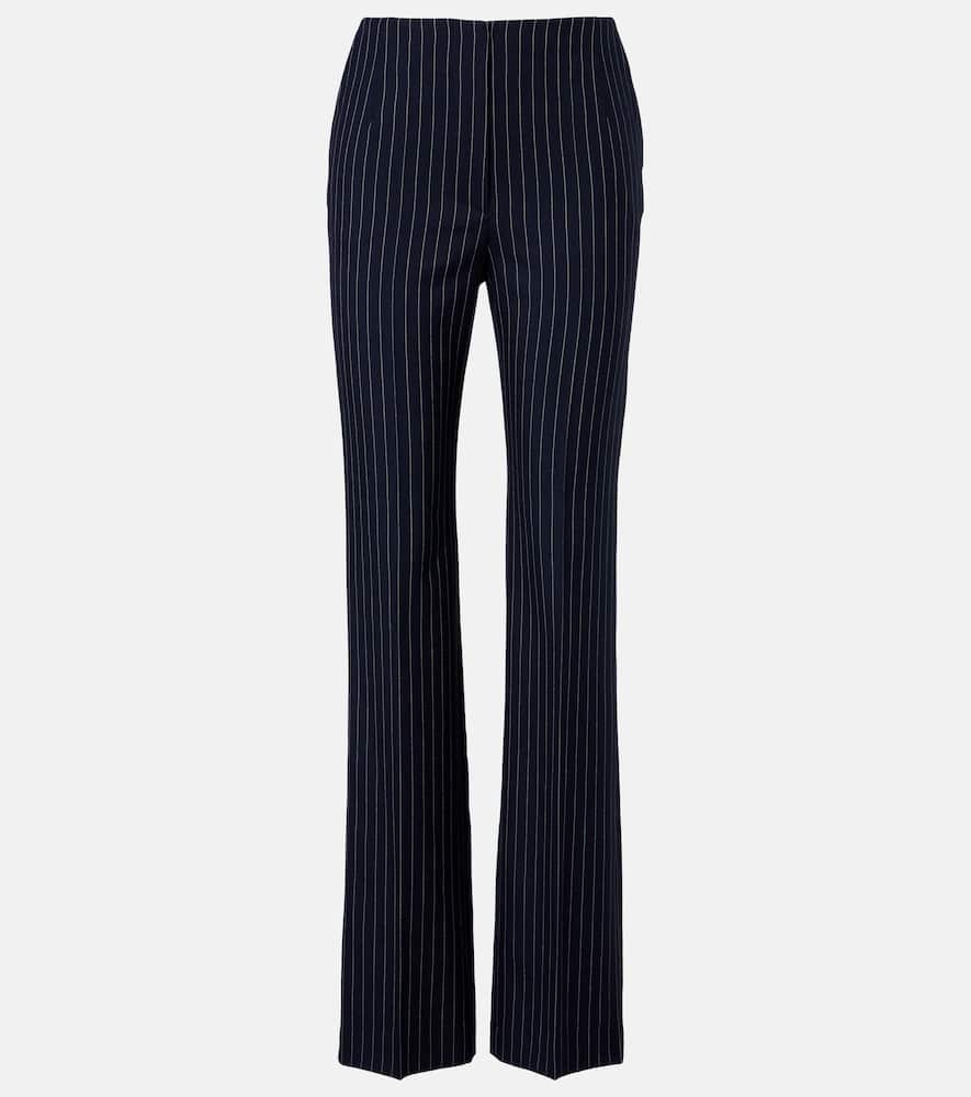 Pinstripe high-rise wool straight pants