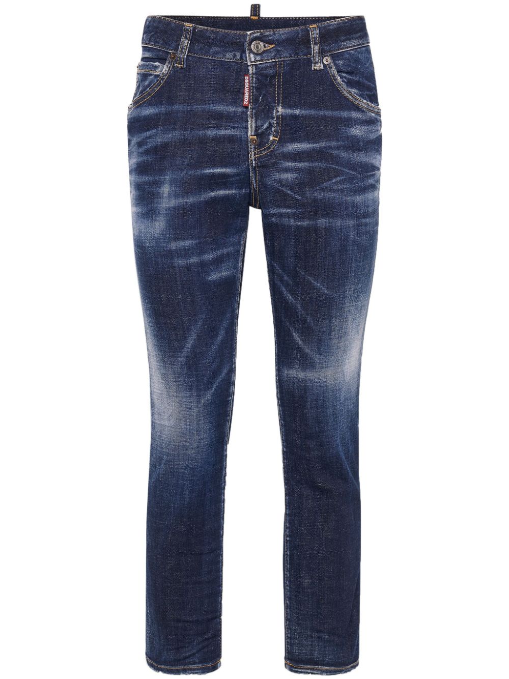 High-waisted faded skinny jeans - Blue