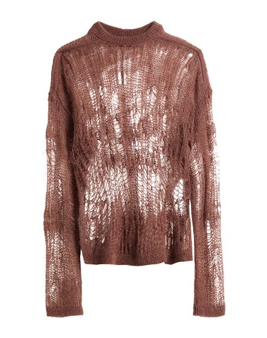 Rick Owens Woman Sweater Chocolate brown Size L Polyamide, Mohair wool, Wool