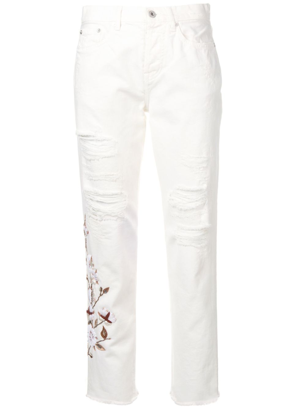 Distressed flowers jeans