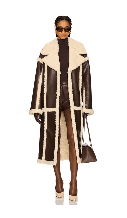 Lovers and Friends Wayne Faux Shearling Coat in Brown. - XS also in
