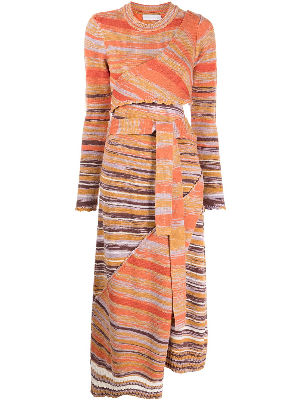 Space dye knitted dress - Orange