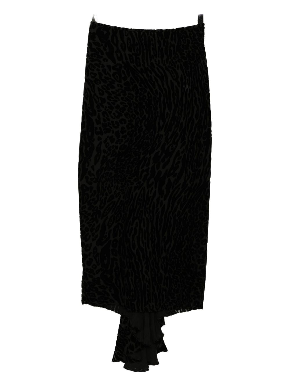 Leopard-print velvet skirt - Black