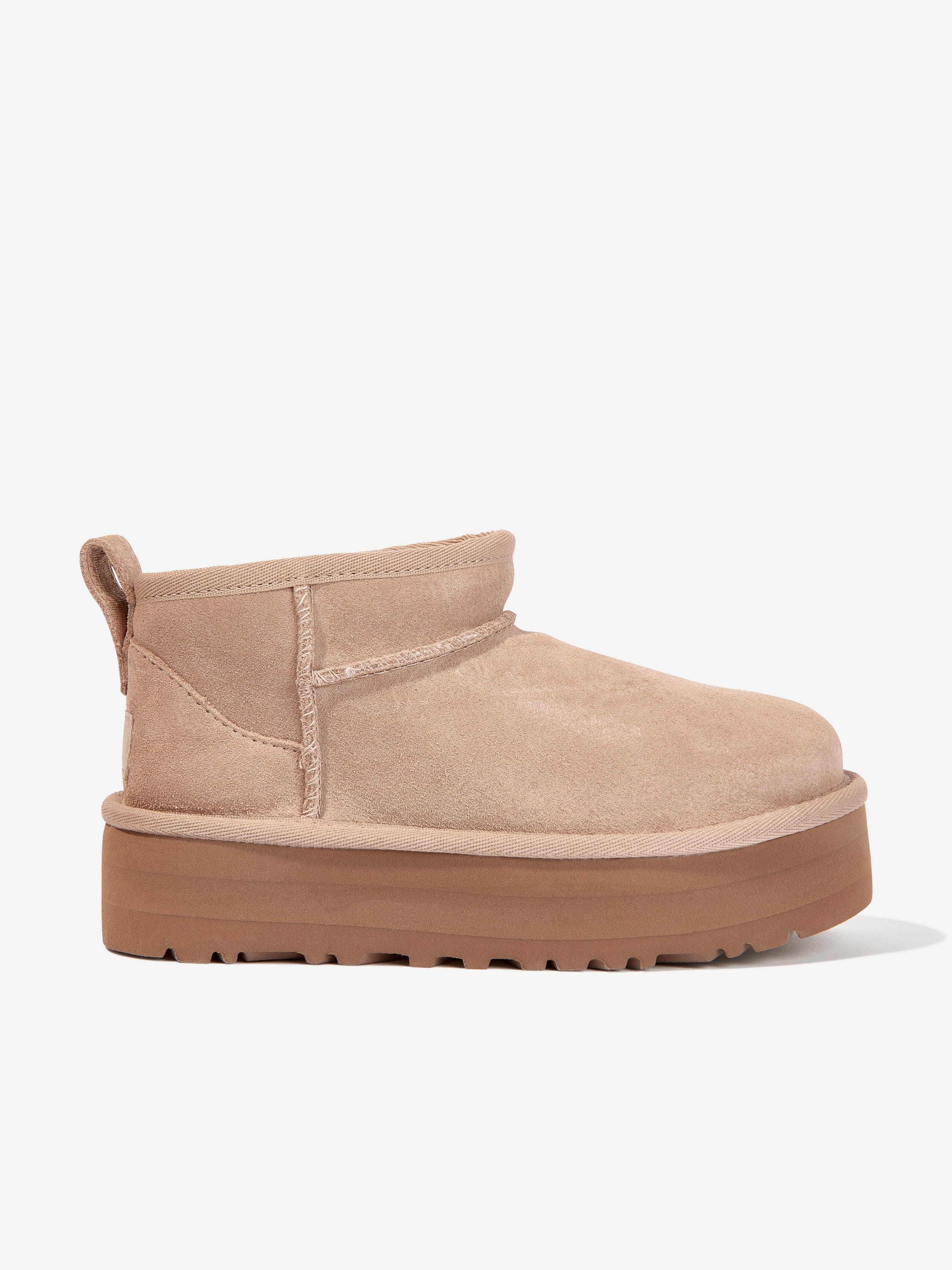 Girls Classic Ultra Mini Platform Boots in Beige EU 38 UK 5 US 6 By Childsplay Clothing