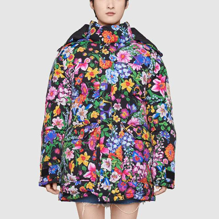 X The North Face Floral Print Down Jacket 'Purple'