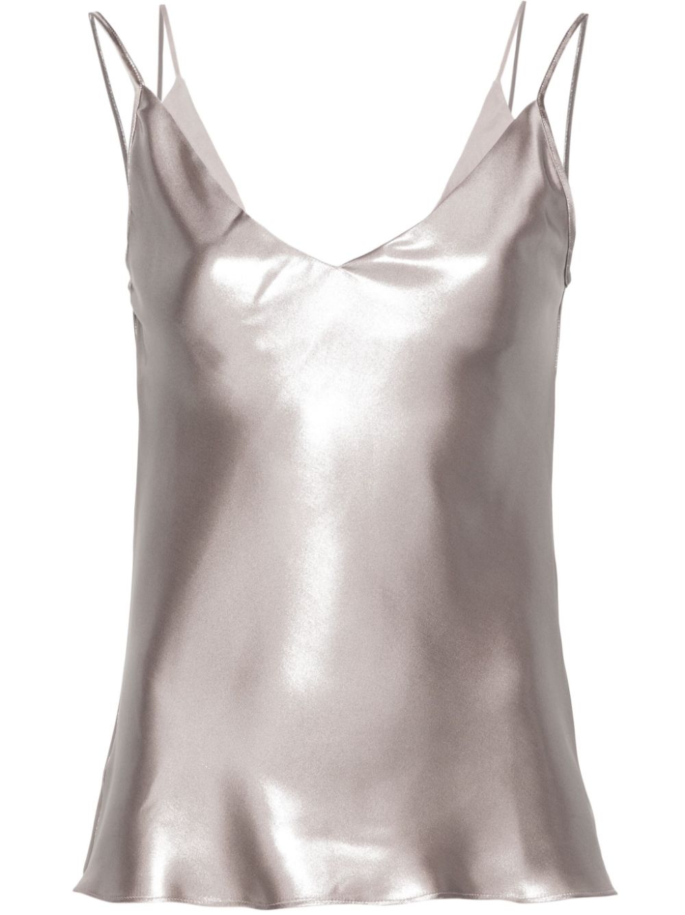 V-neck metallic-sheen tank top - Neutrals