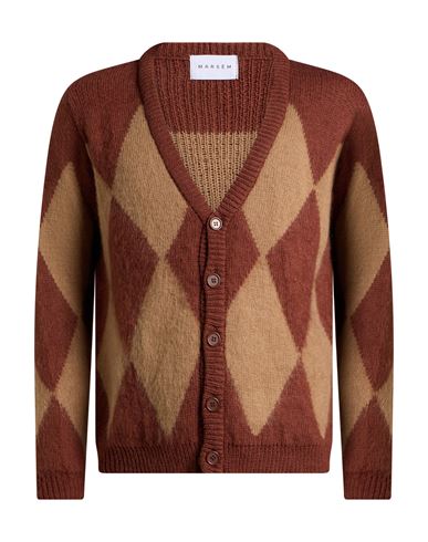 Marsēm Man Cardigan Brick Size XL Polyacrylic, Mohair wool, Polyamide, Polyester