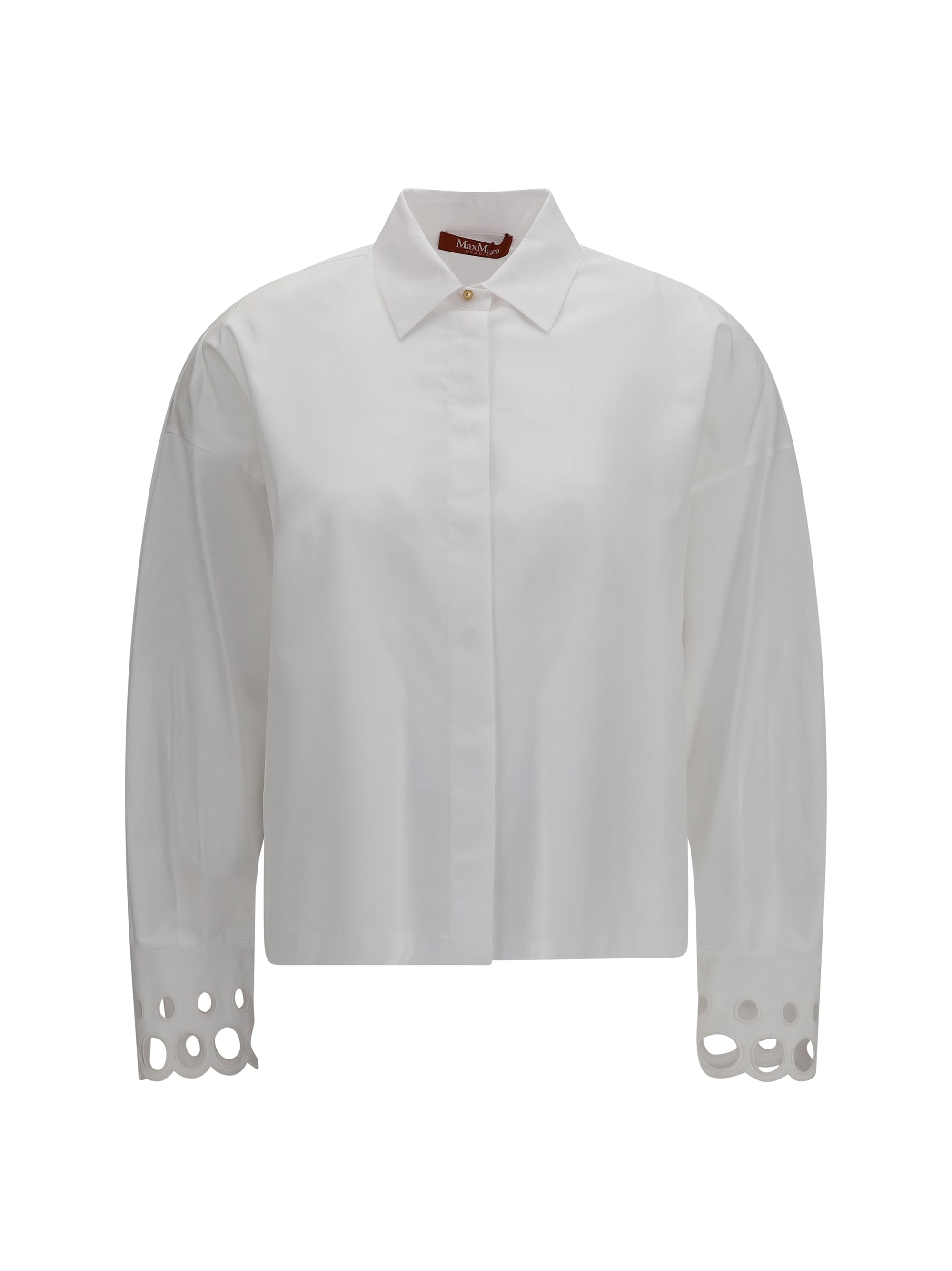 Cotton Poplin with Sangallo Cuffs Shirt — White