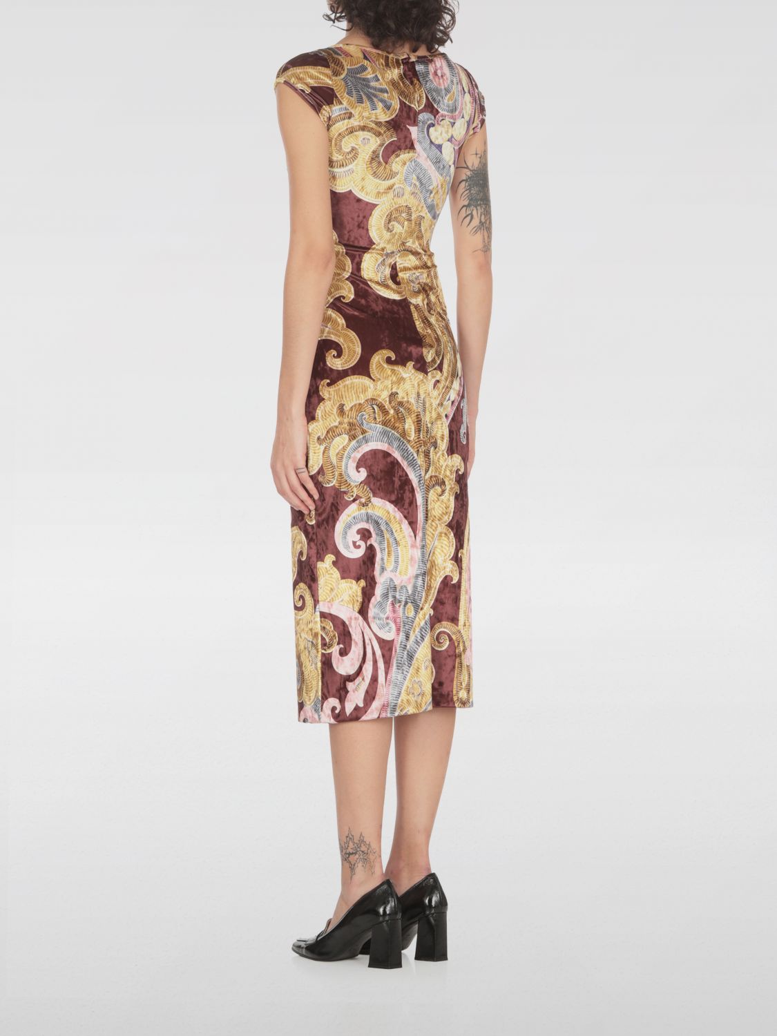 Paisley-printed chenille dress - Red