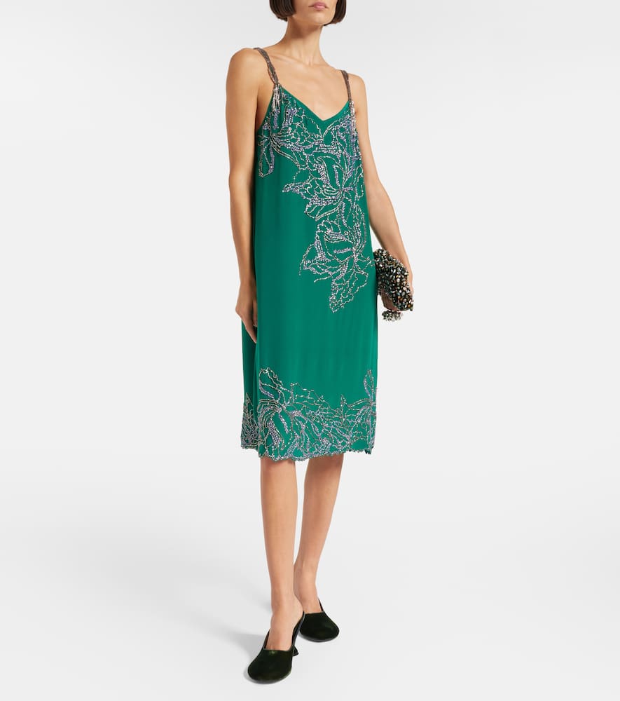 Beaded silk slip dress