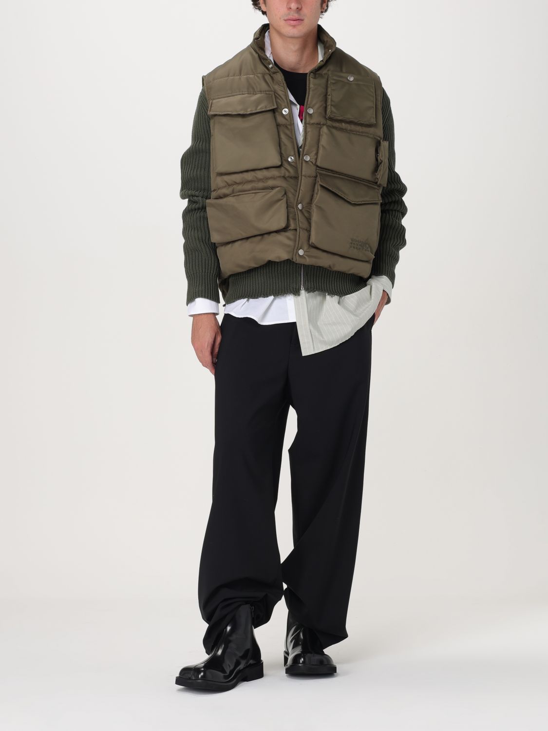 Ribbed zip-up cotton jacket - Green