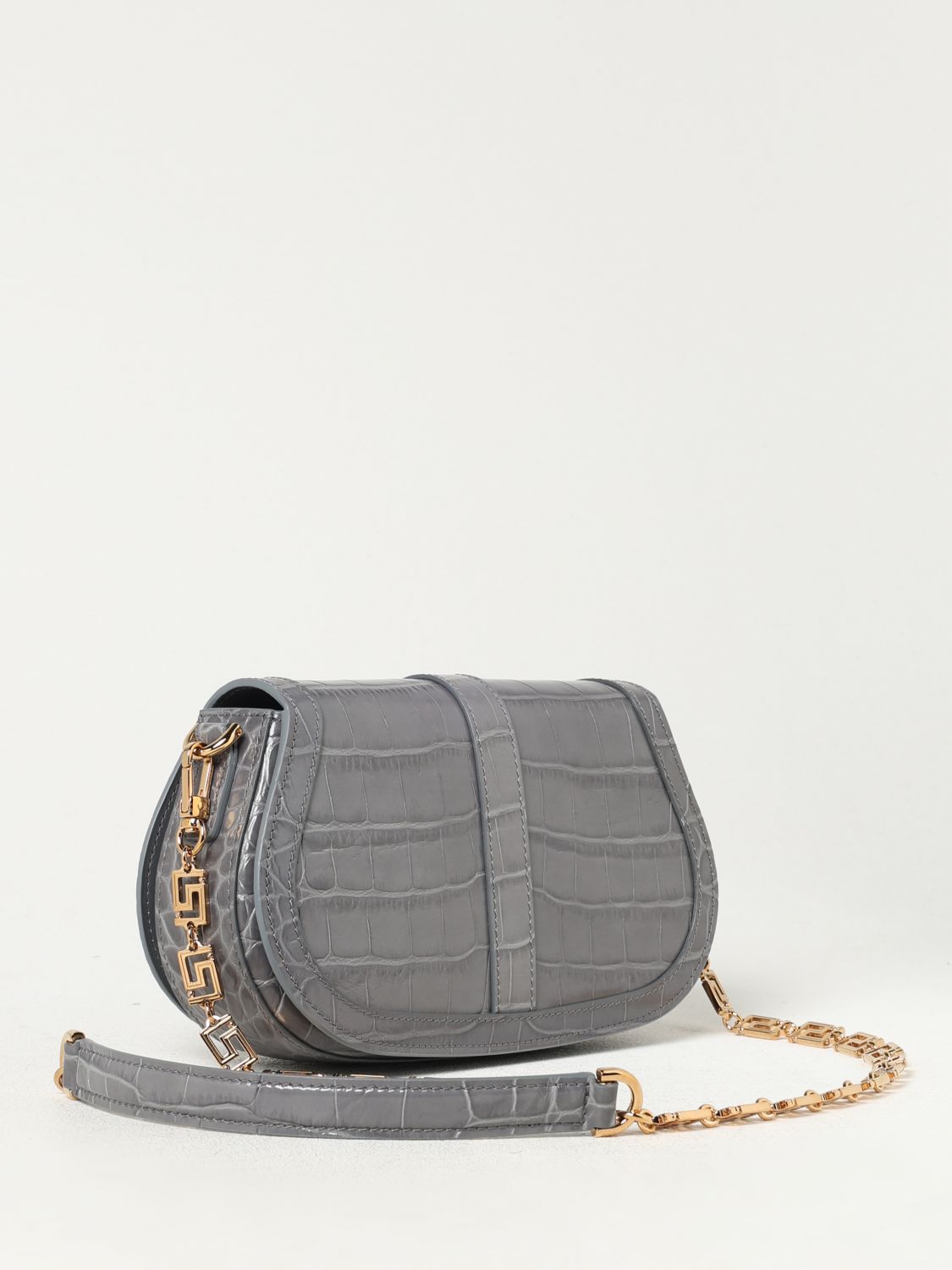 Greca Goddess leather shoulder bag - Black