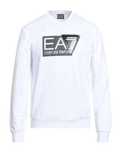 Man Sweatshirt White Size L Cotton, Elastane