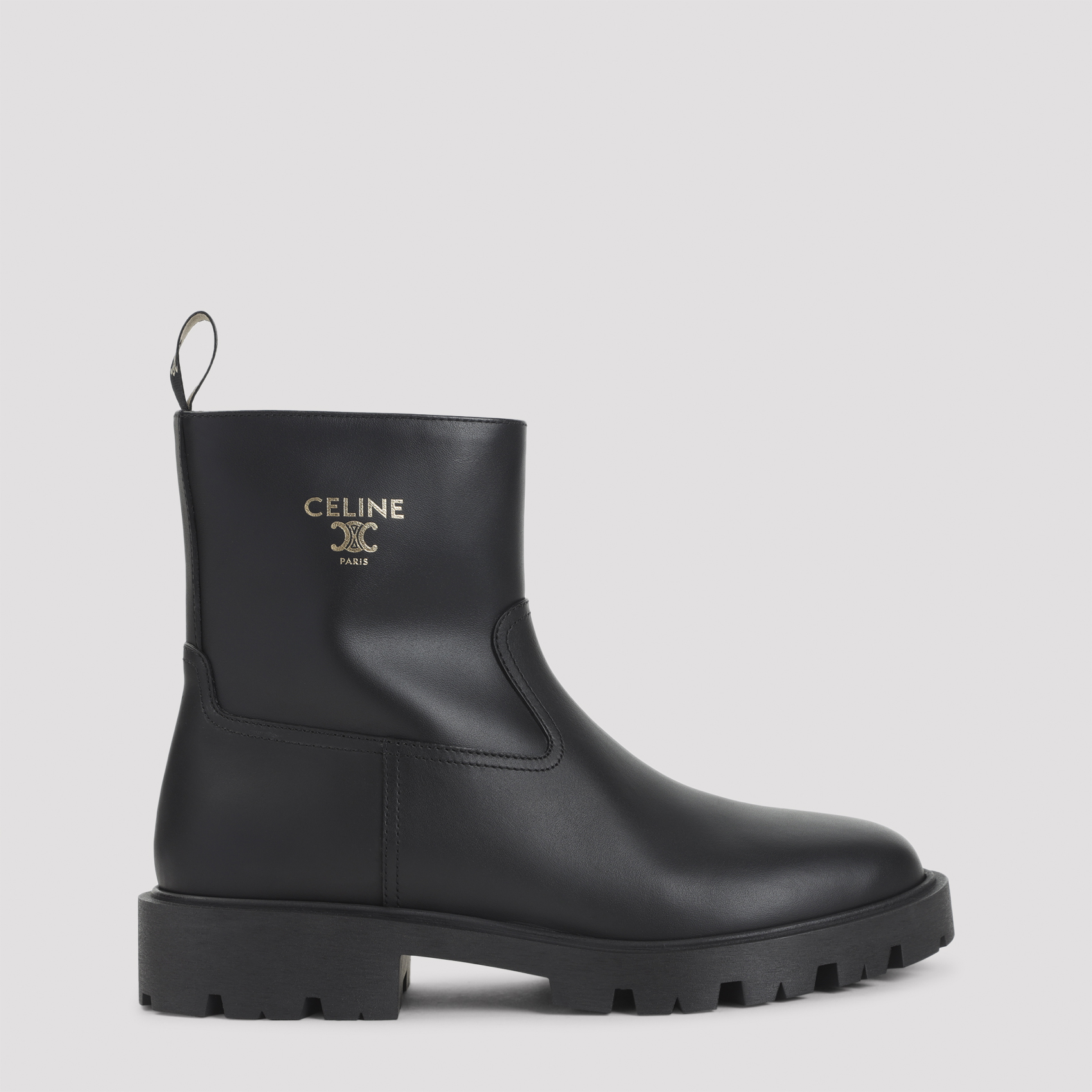 Zipped 35 Boots Black Calf Leather Rubber - Women