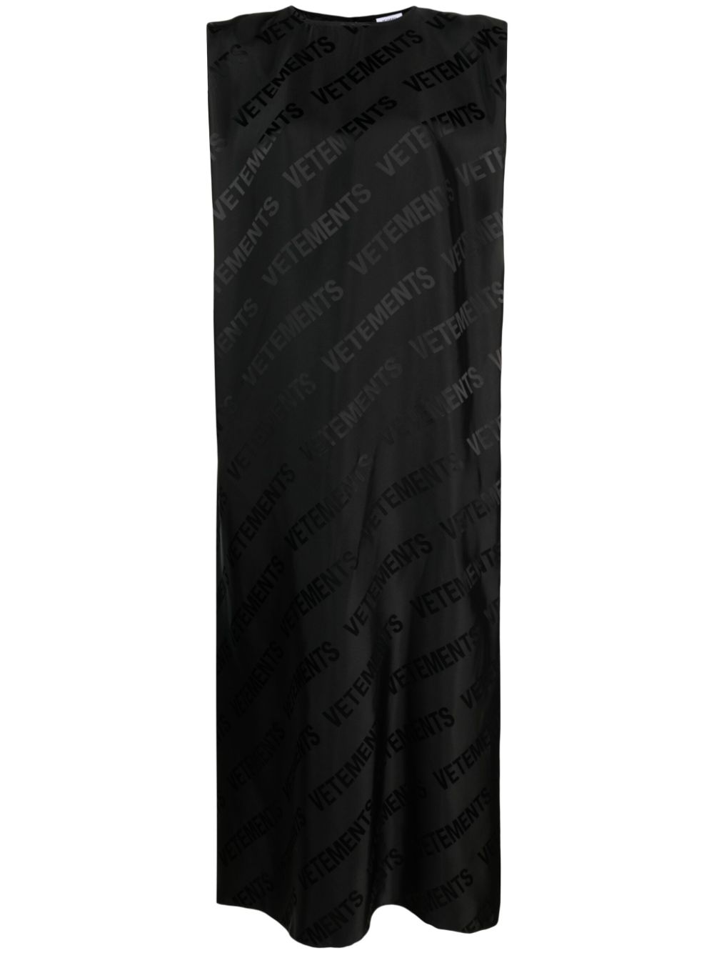 Logo-print sleeveless dress - Black