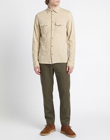 Man Shirt Beige Size 36 Cotton